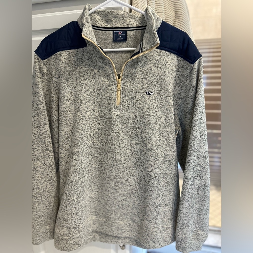 Vineyard Vines Gray Quarter-Zip Sweater